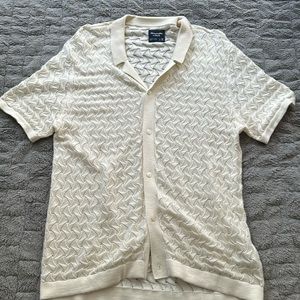 Abercrombie cream sweater polo